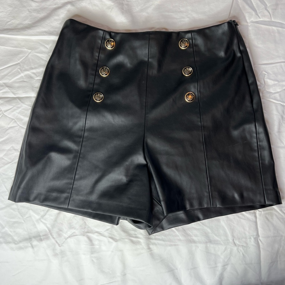 Zara Black Faux Leather Shorts